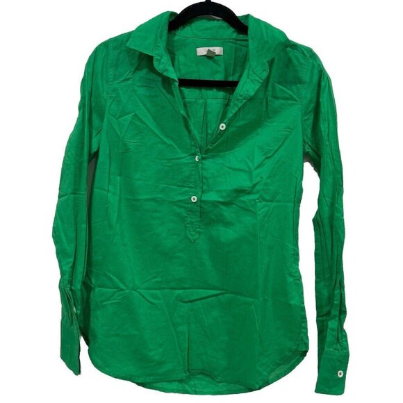 J Crew Relaxed Tunic Button‎ Long Sleeve Blouse Size 2 Green - Picture 1 of 8